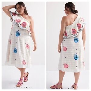 NEW Anthropologie Plenty by Tracy Reese Floral Embroidered One Shoulder Dress